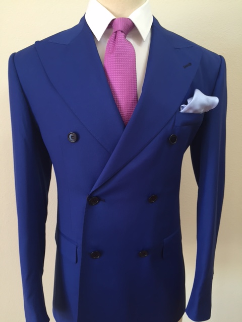 Cobalt blue super 150 Cerrutti double breasted wool suit with Tom Ford Peak  lapel-Made in Italy - Winston & Lee