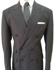 Grey Pinstripe Double Breasted Wool Suit