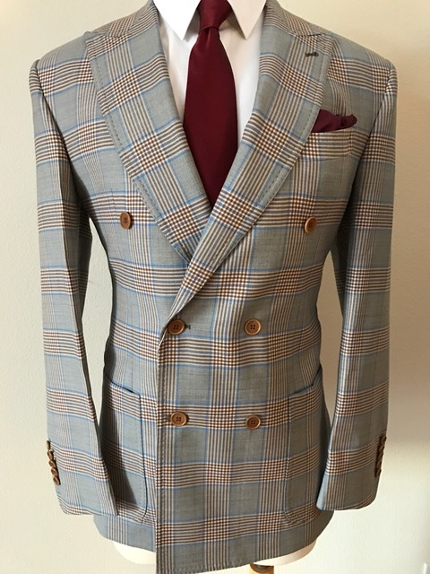 Blue super 150 Cerruti double breasted French safari wool suit