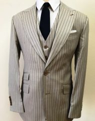 Almond 3 piece Ariston cashmere and wool suit