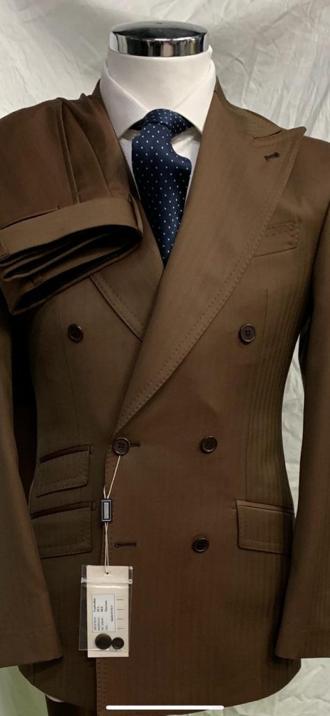 Brown super 180 Cerruti double breasted double twisted wool suit with ...