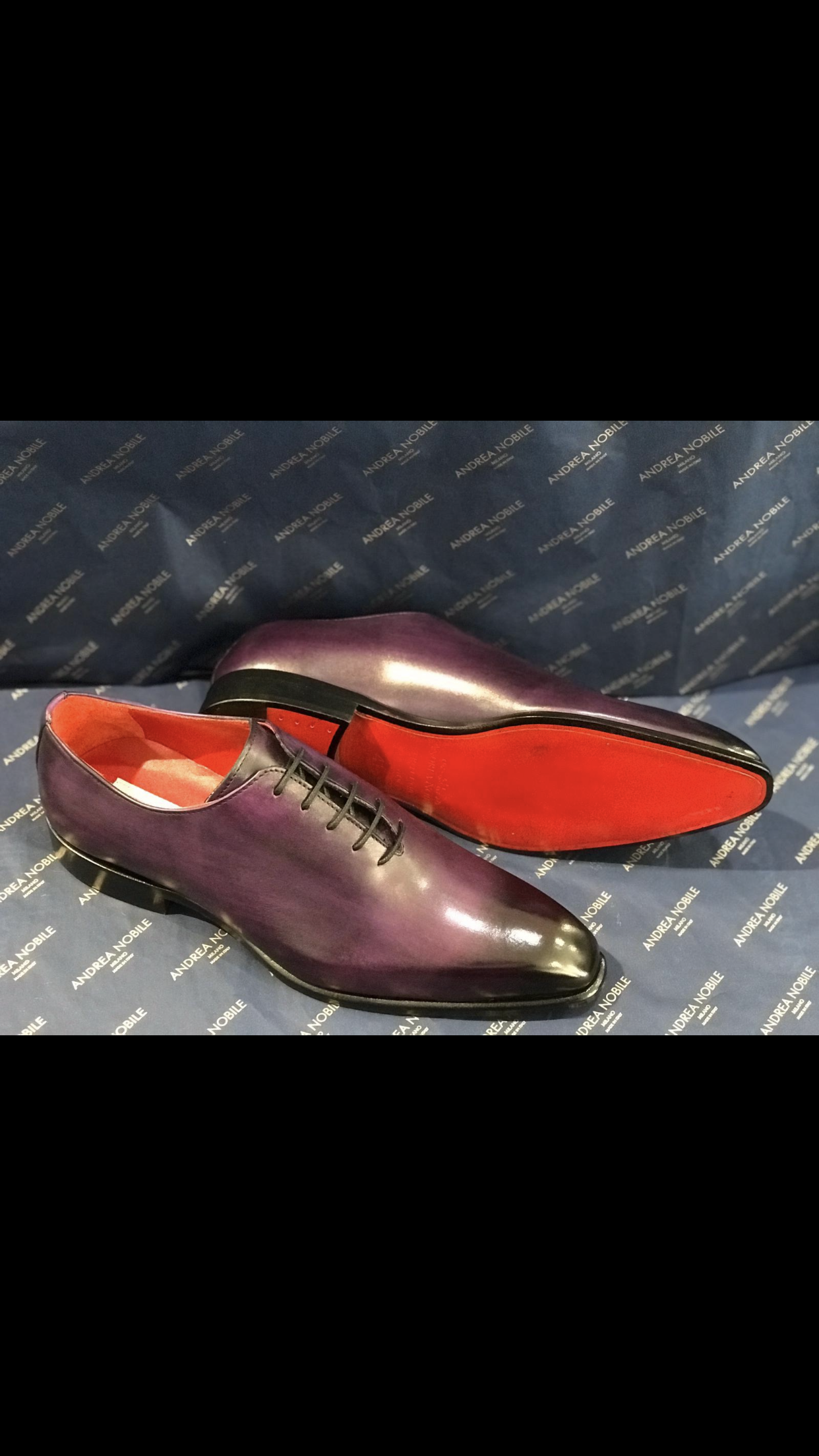 Purple all leather luxury lace up dress shoe for With orange