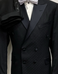 Black textured wool tuxedo