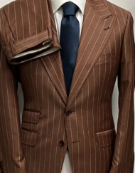 Brown pinstripe wool suit