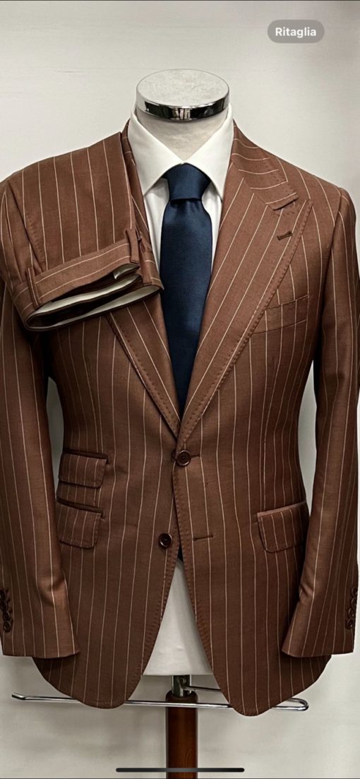 Brown pinstripe wool suit