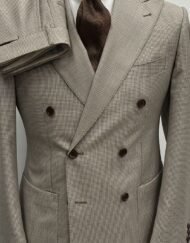 Light brown tiny polka dot double breasted wool suit