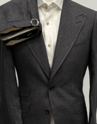 Charcoal dark grey 100% Italian made linen suit