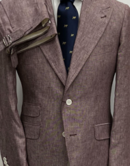 Burgundy rose Italian made 100% linen suit