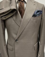 Brown one button double breasted super 150 Cerruti wool suit