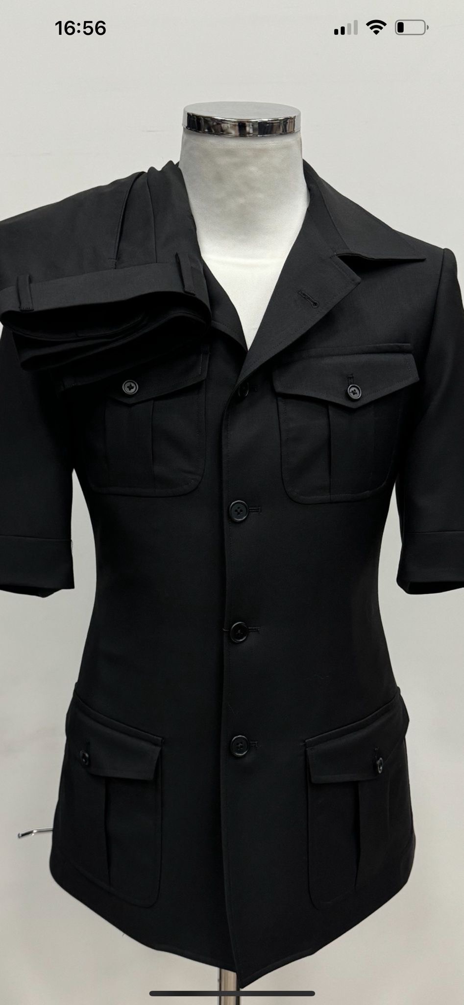 Black super 150 Cerruti safari wool suit