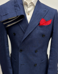Navy blue double breasted 100% lien suit