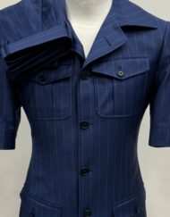 Blue pinstripe super 150 Cerruti safari wool suit