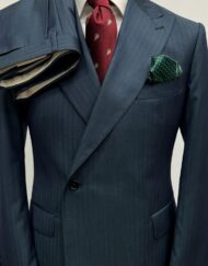 Green one button double breasted super 150 Cerruti wool suit