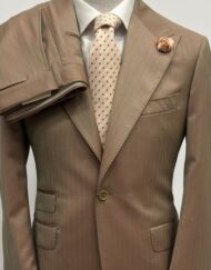 Brown super 180 luxury one button wool suit