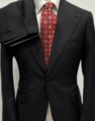 Black super 180 one button wool suit