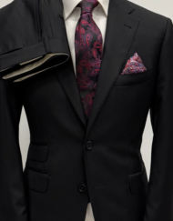 Black super 150 luxury notch lapel wool suit