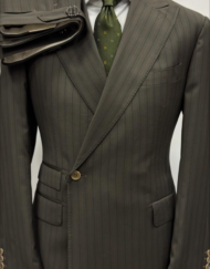 Olive pinstripe super 180 Tombojlini wool suit