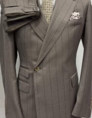 Brown pinstripe super 180 Tombojlini wool suit