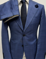 Blue plaid super 180 wool suit