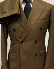 Brown copper houndstooth double breasted wool suit