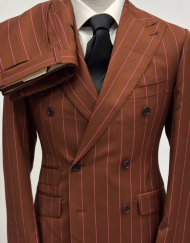 Brown double breasted wool suit