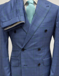 Blue plaid wool suit