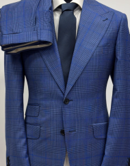 Blue plaid super 180 wool suit