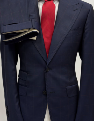 Navy blue windowpane super 180 wool suit