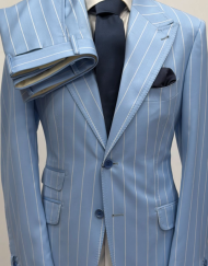 Sky blue pinstripe super 180 wool suit
