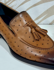 Brown perforated slip on loafer