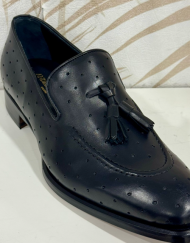 Black perforated slip on loafer