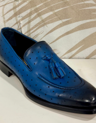 Blue perforated slip on loafer