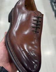 Brown men's oxford full grain leather lace up