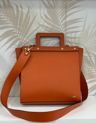 Orange 100% Italian embossed leather briefcase