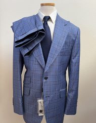 Light blue plaid super 150 Cerruti wool suit